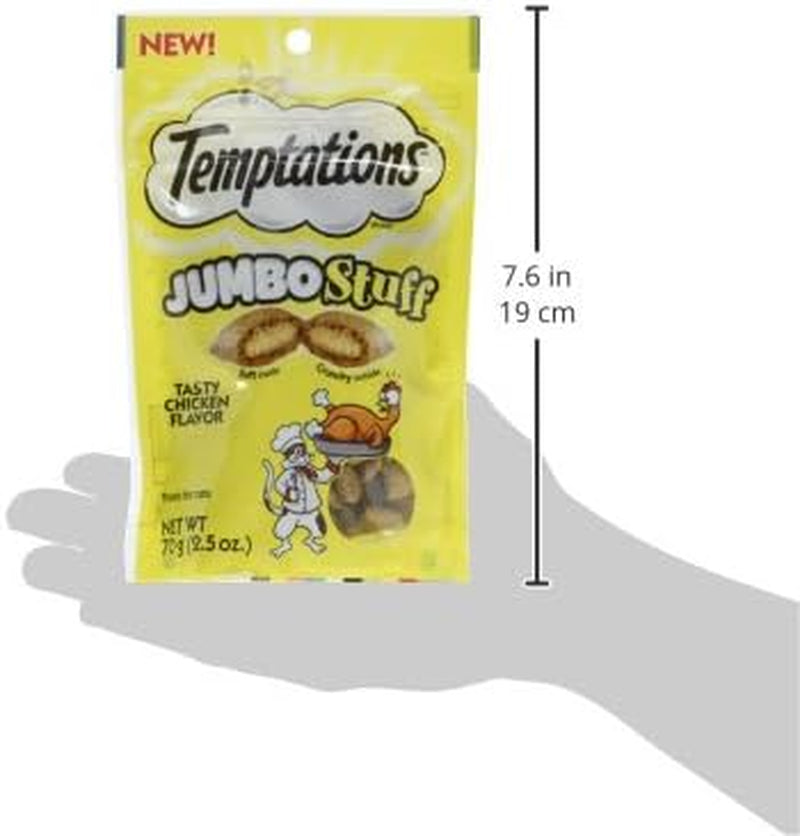 Jumbo Stuff Crunchy and Soft Cat Treats Tasty Chicken Flavor, 2.5 Oz. Pouch, Pack of 12