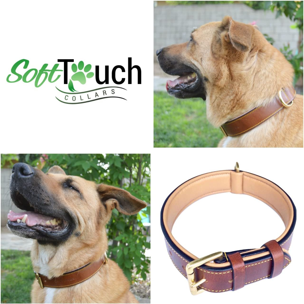 Padded Leather Dog Collar, Large Brown, Real Genuine Leather, 24" Long X 1.5 Wide, Fits Neck Size 18" to 21" Inches