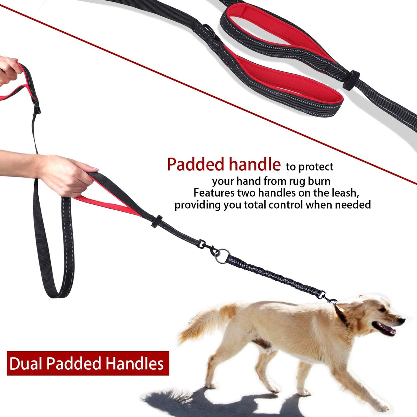 Dual Dog Leash, Double Dog Leash, 360° Swivel No Tangle Dog Walking Leash for 2 Dogs up to 200Lbs, Comfortable Adjustable Dual Padded Handles