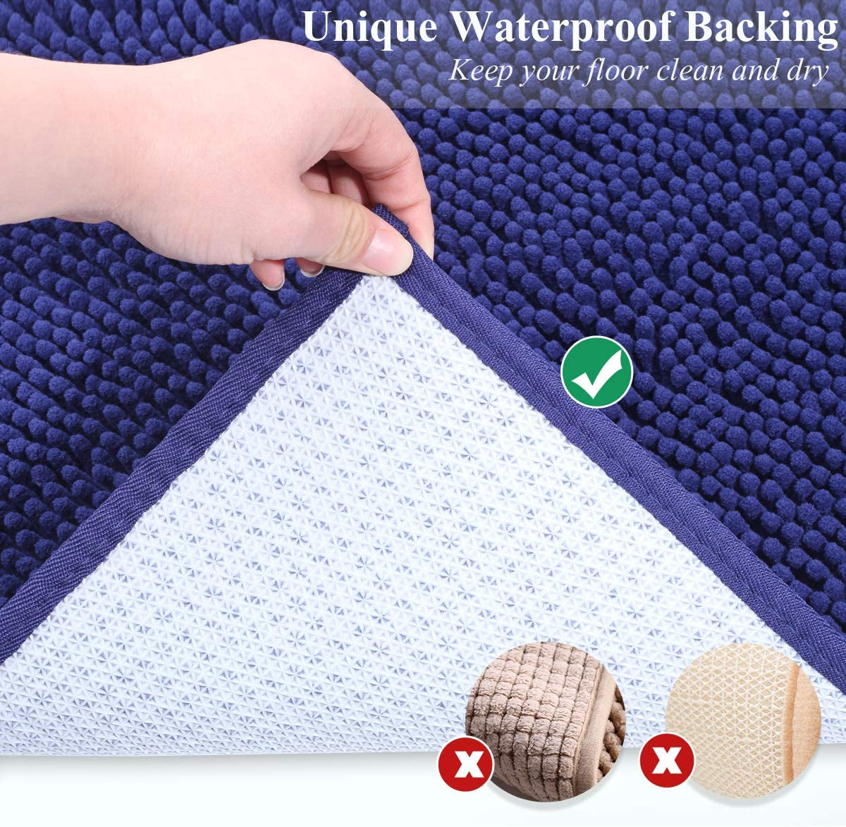 Cat Litter Mat, Litter Trapping Mat, 31"× 20" Cat Kitty Litter Rug with Waterproof Back, Super Soft for Cat'S Paws, Machine Washable, Navy Blue