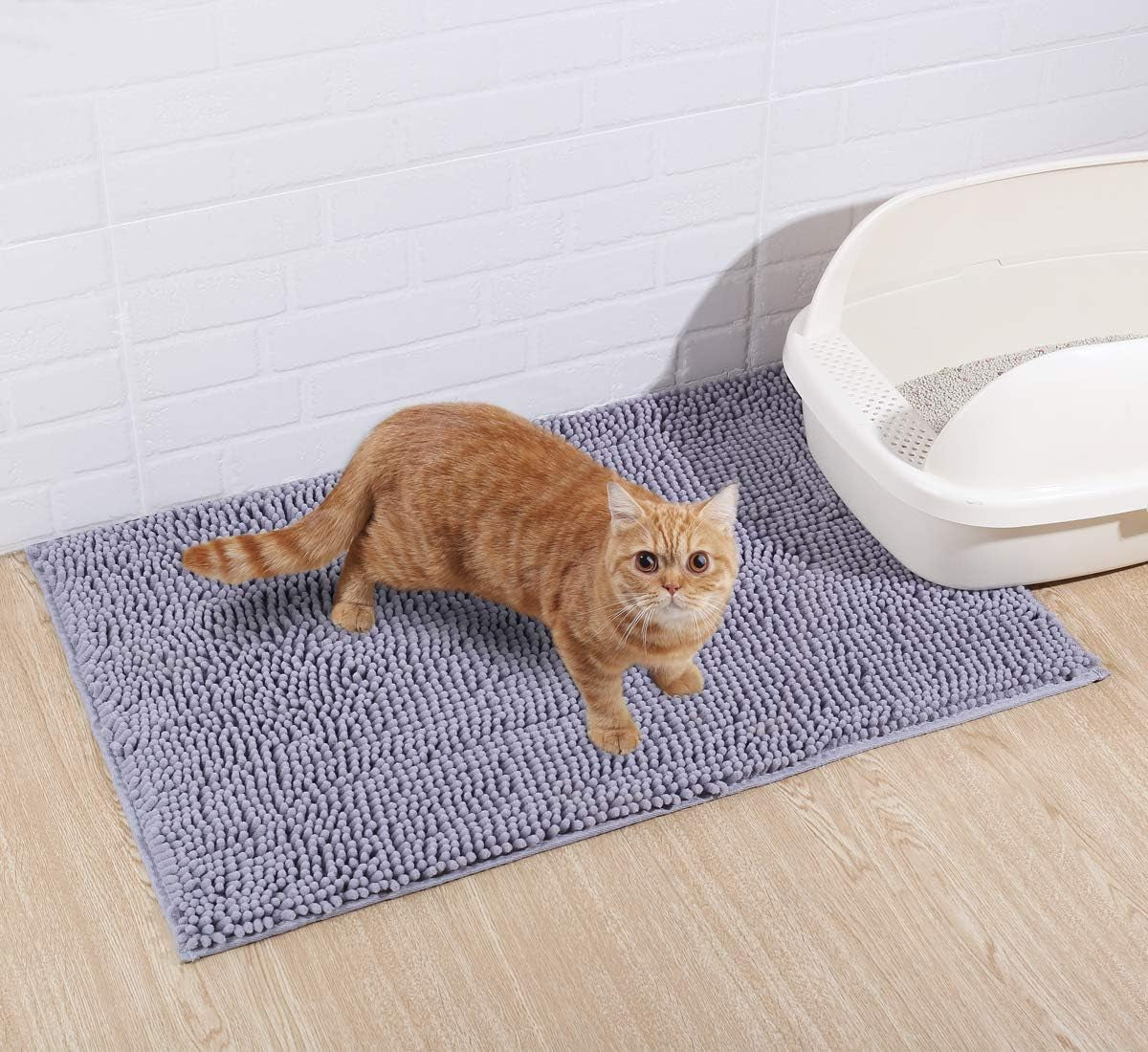 Cat Litter Mat, Litter Trapping Mat, 31"× 20" Cat Kitty Litter Rug with Waterproof Back, Super Soft for Cat'S Paws, Machine Washable, Grey